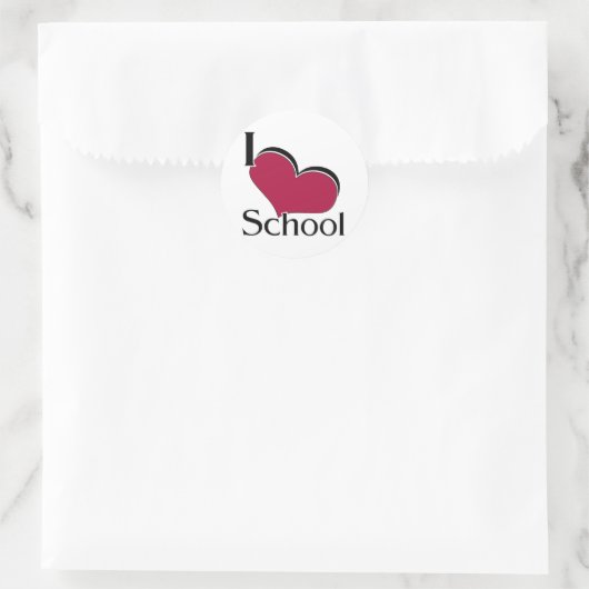Ik "hart" School Ronde Sticker (Tas)
