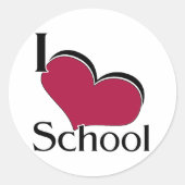 Ik "hart" School Ronde Sticker (Voorkant)