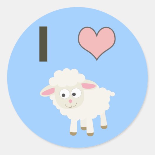 Ik hart Sheep Ronde Sticker (Voorkant)