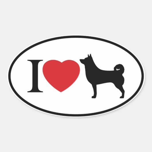 Ik hart Shiba Inu - ovale Sticker (Voorkant)