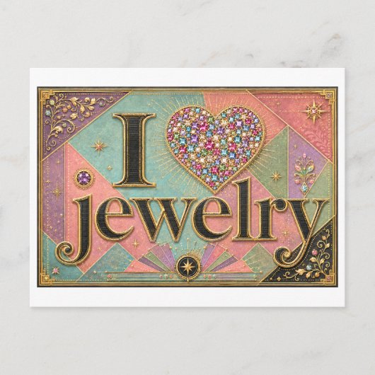 "Ik [Hart] Sieraden" Briefkaart (Voorkant)