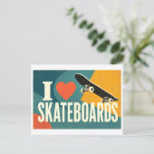 "Ik [Hart] Skateboards" Briefkaart (Staand voorkant)