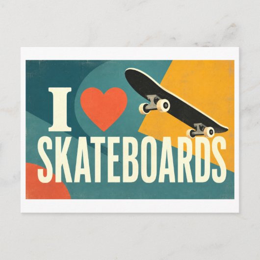 "Ik [Hart] Skateboards" Briefkaart (Voorkant)