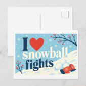 "Ik [Hart] Sneeuwballengevechten" Briefkaart (Voorkant / Achterkant)