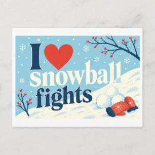 "Ik [Hart] Sneeuwballengevechten" Briefkaart