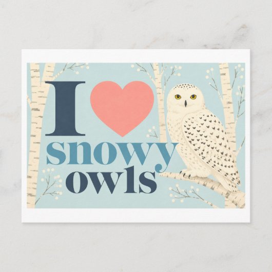 "Ik [Hart] Sneeuwuilen" Briefkaart (Voorkant)