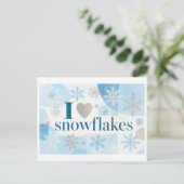 "Ik [Hart] Sneeuwvlokken" Briefkaart (Staand voorkant)