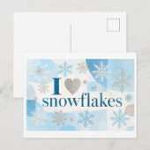 "Ik [Hart] Sneeuwvlokken" Briefkaart (Voorkant / Achterkant)