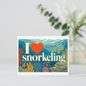 "Ik [Hart] Snorkelen" Briefkaart (Staand voorkant)