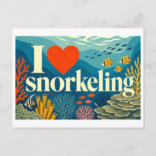 "Ik [Hart] Snorkelen" Briefkaart (Voorkant)