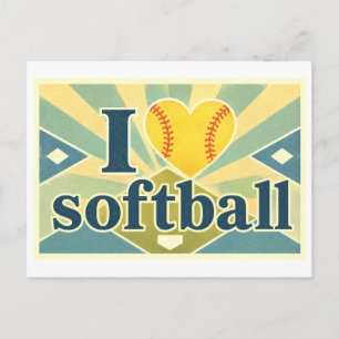 "Ik [Hart] Softbal" Briefkaart