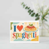 "Ik [Hart] Spaghetti" Briefkaart (Staand voorkant)