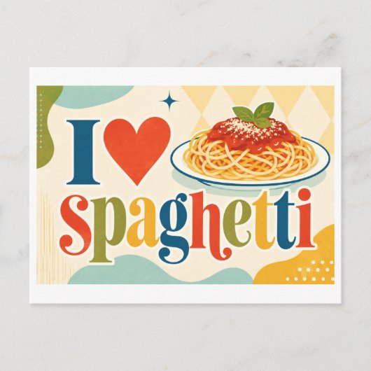 "Ik [Hart] Spaghetti" Briefkaart (Voorkant)
