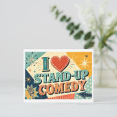 "Ik [Hart] Staande-Comedy" Briefkaart (Staand voorkant)