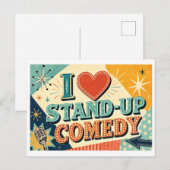 "Ik [Hart] Staande-Comedy" Briefkaart (Voorkant / Achterkant)