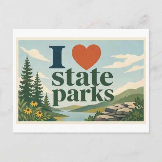 "Ik [Hart] Staatsparken" Briefkaart (Voorkant)