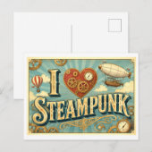 "Ik [Hart] Steampunk" Briefkaart (Voorkant / Achterkant)