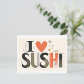 "Ik [Hart] Sushi" Briefkaart (Staand voorkant)
