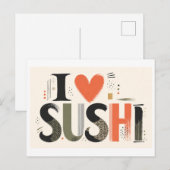 "Ik [Hart] Sushi" Briefkaart (Voorkant / Achterkant)