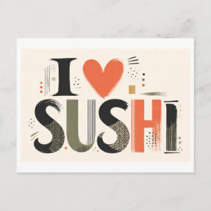 "Ik [Hart] Sushi" Briefkaart