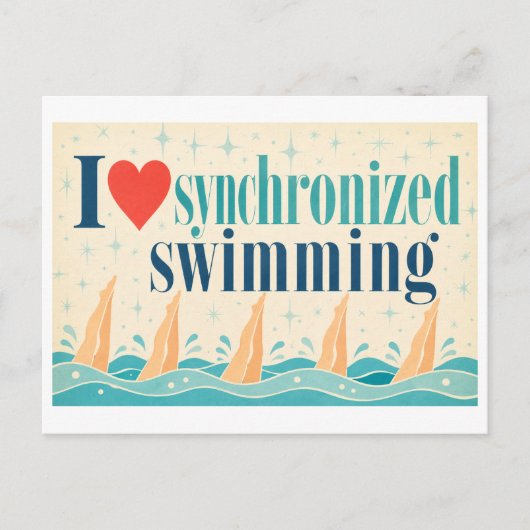 "Ik [Hart] Synchroon Zwemmen" Briefkaart (Voorkant)