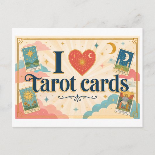 "Ik [Hart] Tarotkaarten" Briefkaart (Voorkant)