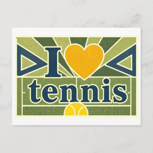"Ik [Hart] Tennis" Briefkaart (Voorkant)