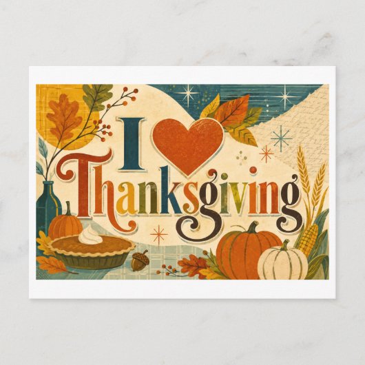 "Ik [Hart] Thanksgiving" Briefkaart (Voorkant)