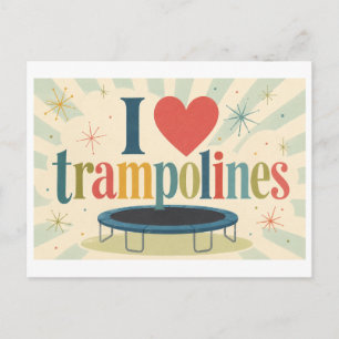 "Ik [Hart] Trampolines" Briefkaart
