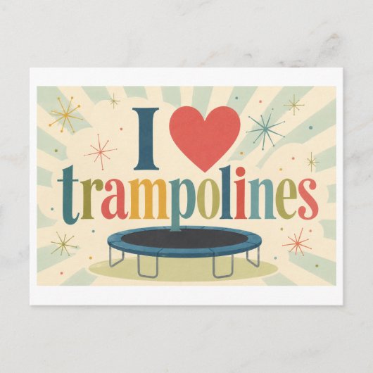 "Ik [Hart] Trampolines" Briefkaart (Voorkant)