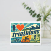 "Ik [Hart] Triatlons" Briefkaart (Staand voorkant)