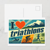 "Ik [Hart] Triatlons" Briefkaart (Voorkant / Achterkant)
