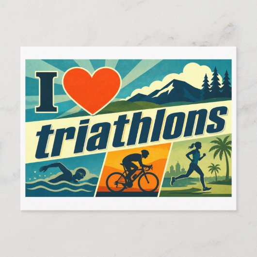 "Ik [Hart] Triatlons" Briefkaart (Voorkant)