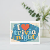 "Ik [Hart] Trivia-avond" Briefkaart (Staand voorkant)