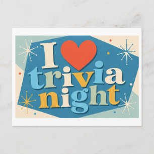 "Ik [Hart] Trivia-avond" Briefkaart