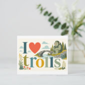 "Ik [Hart] Trollen" Briefkaart (Staand voorkant)