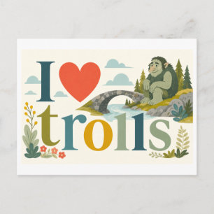 "Ik [Hart] Trollen" Briefkaart
