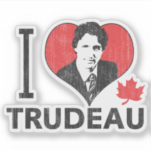Ik hart Trudeau Contour Cut Sticker