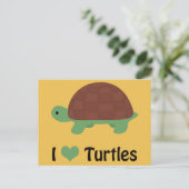 Ik hart Turtles Cute Little Cartoon Turtle Briefkaart (Staand voorkant)
