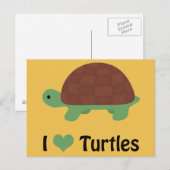 Ik hart Turtles Cute Little Cartoon Turtle Briefkaart (Voorkant / Achterkant)