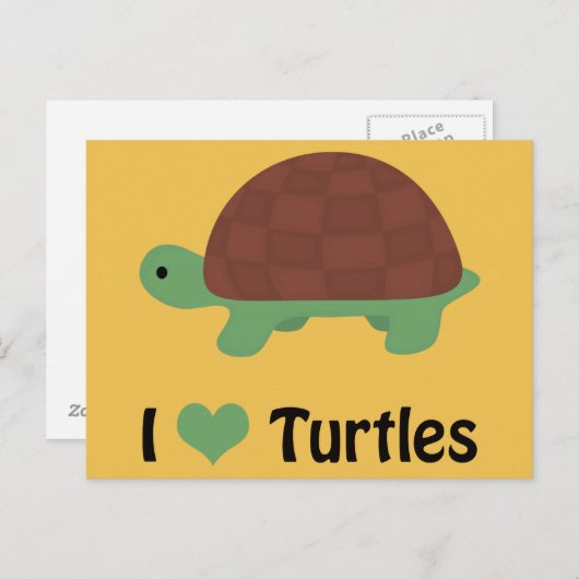 Ik hart Turtles Cute Little Cartoon Turtle Briefkaart (Voorkant / Achterkant)