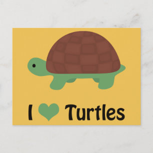 Ik hart Turtles Cute Little Cartoon Turtle Briefkaart