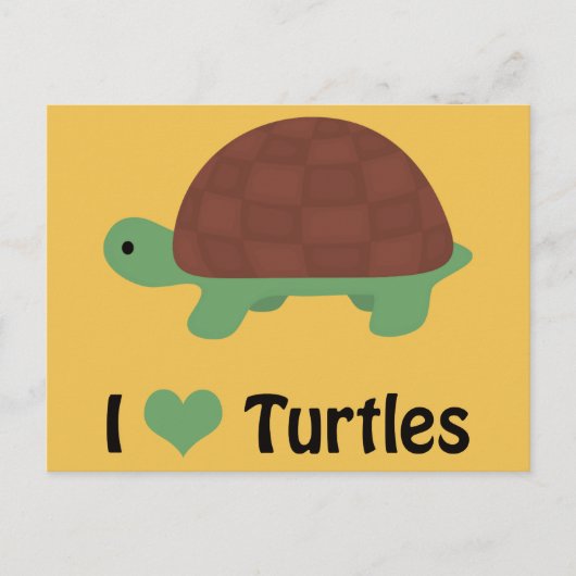 Ik hart Turtles Cute Little Cartoon Turtle Briefkaart (Voorkant)