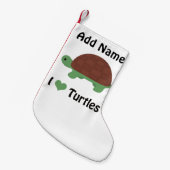 Ik hart Turtles Cute Little Cartoon Turtle Kleine Kerstsok (Voorkant (Hangend))