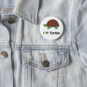 Ik hart Turtles Cute Little Cartoon Turtle Ronde Button 5,7 Cm (In situ)