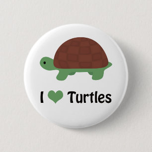 Ik hart Turtles Cute Little Cartoon Turtle Ronde Button 5,7 Cm