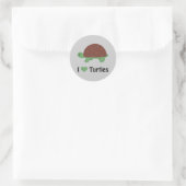Ik hart Turtles Cute Little Cartoon Turtle Ronde Sticker (Tas)