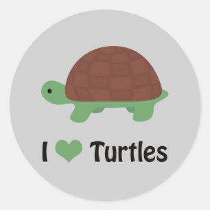 Ik hart Turtles Cute Little Cartoon Turtle Ronde Sticker