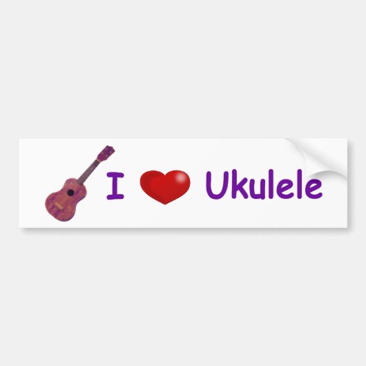 Ik (Hart) Ukulele Bumpersticker (Voorkant)