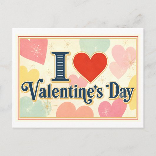 "Ik [Hart] Valentijnsdag" Briefkaart (Voorkant)